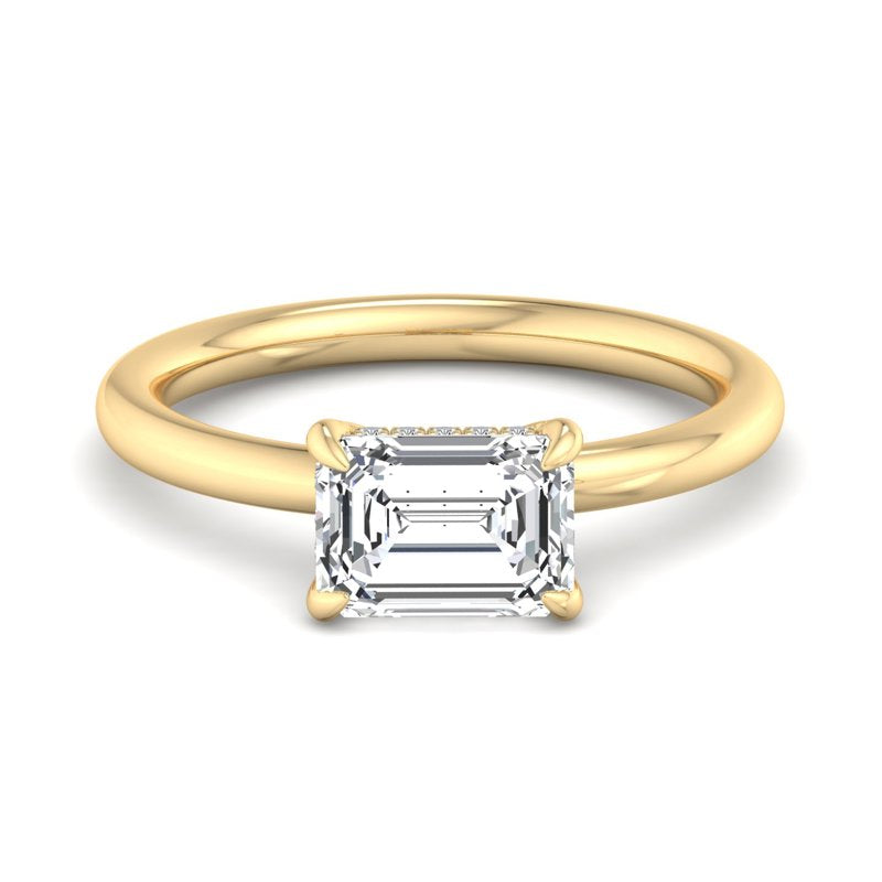 Emerald Lab Grown Diamond East-West Hidden Detail Solitaire Engagement Ring — Emerald design reference