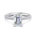 Emerald Lab Grown Diamond Side Stone Engagement Ring — Emerald design reference