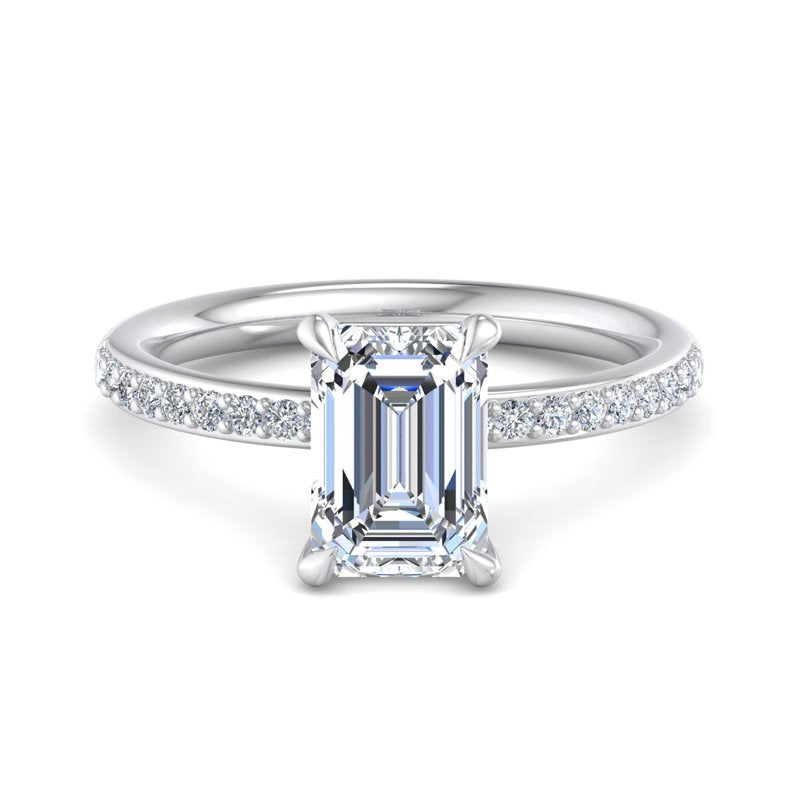 Emerald Lab Grown Diamond Side Stone Engagement Ring — Emerald design reference