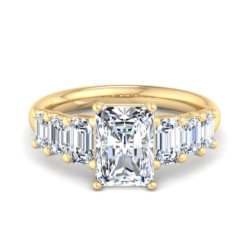 Radiant Lab Grown Diamond Side Stone Engagement Ring — Radiant design reference