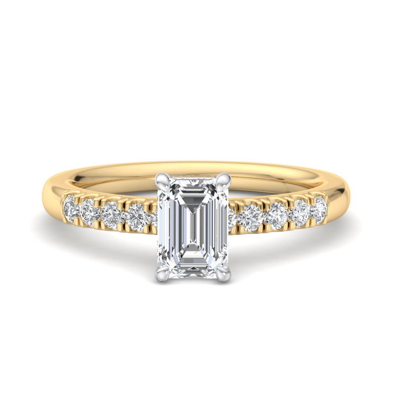 Emerald Lab Grown Diamond Side Stone Engagement Ring — Emerald design reference