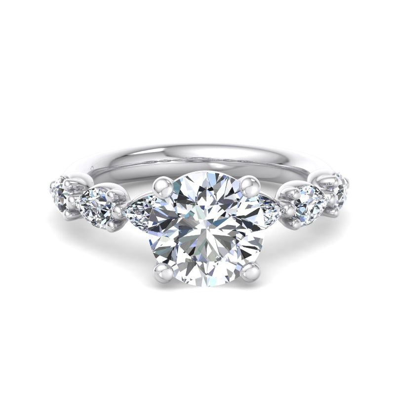 Round Lab Grown Diamond Side Stone Engagement Ring — Round design reference