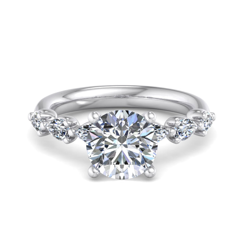 Round Lab Grown Diamond Side Stone Engagement Ring — Round design reference