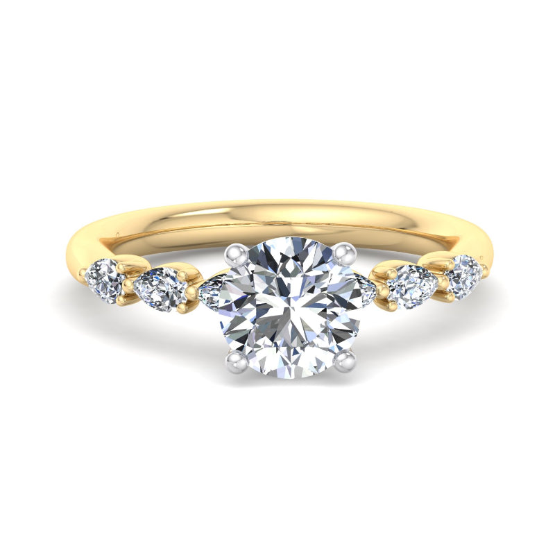 Round Lab Grown Diamond Side Stone Engagement Ring — Round design reference