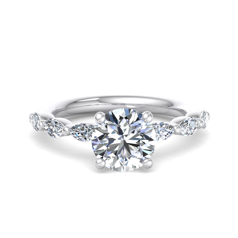 Round Lab Grown Diamond Side Stone Engagement Ring — Round design reference