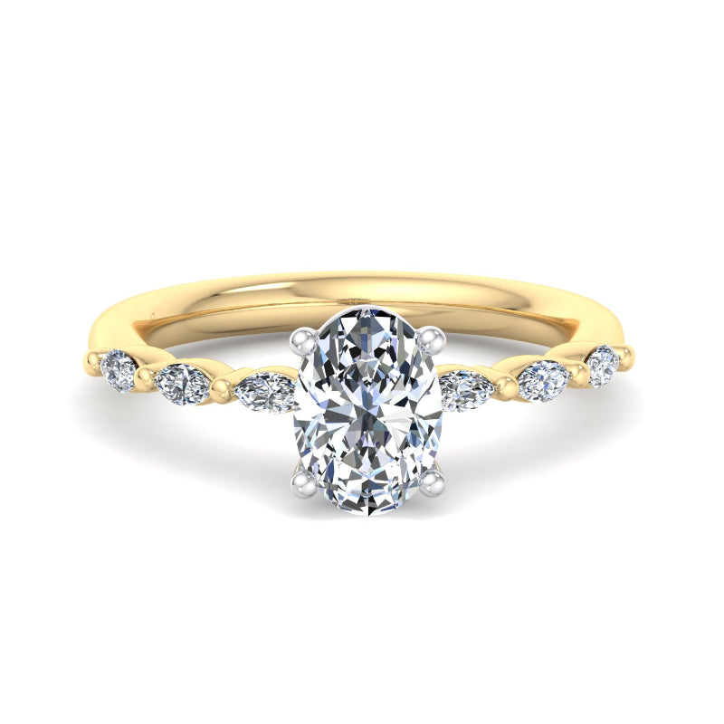 Oval Lab Grown Diamond Side Stone Engagement Ring — Oval design reference