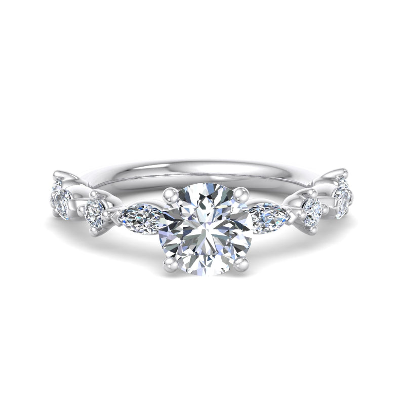 Round Lab Grown Diamond Side Stone Engagement Ring — Round design reference