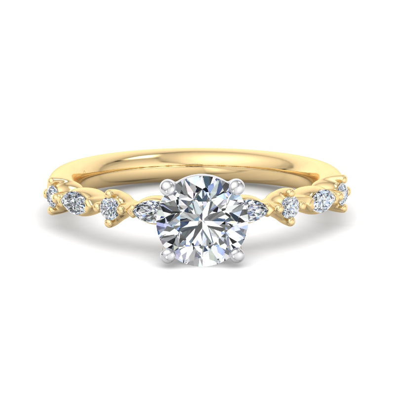 Round Lab Grown Diamond Side Stone Engagement Ring — Round design reference
