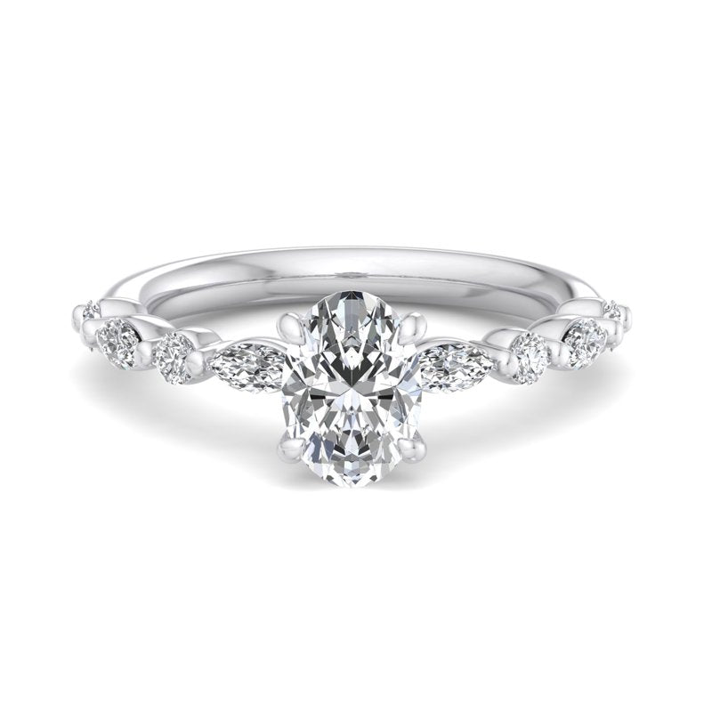 Oval Lab Grown Diamond Side Stone Engagement Ring — Oval design reference