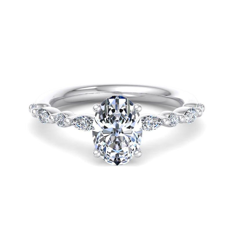 Oval Lab Grown Diamond Side Stone Engagement Ring — Oval design reference