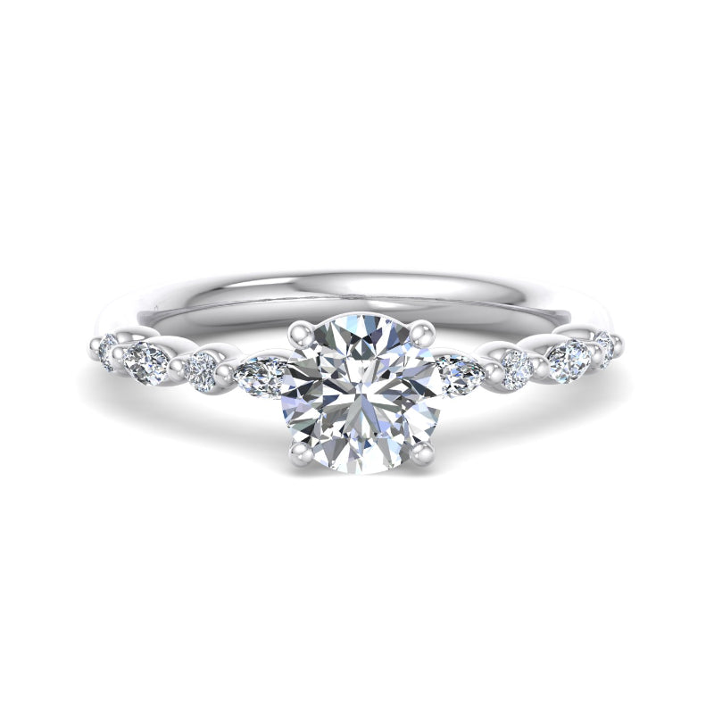 Round Lab Grown Diamond Side Stone Engagement Ring — Round design reference