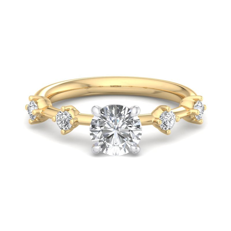 Round Lab Grown Diamond Side Stone Engagement Ring — Round design reference