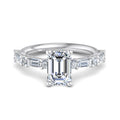 Emerald Lab Grown Diamond Side Stone Engagement Ring — Emerald design reference