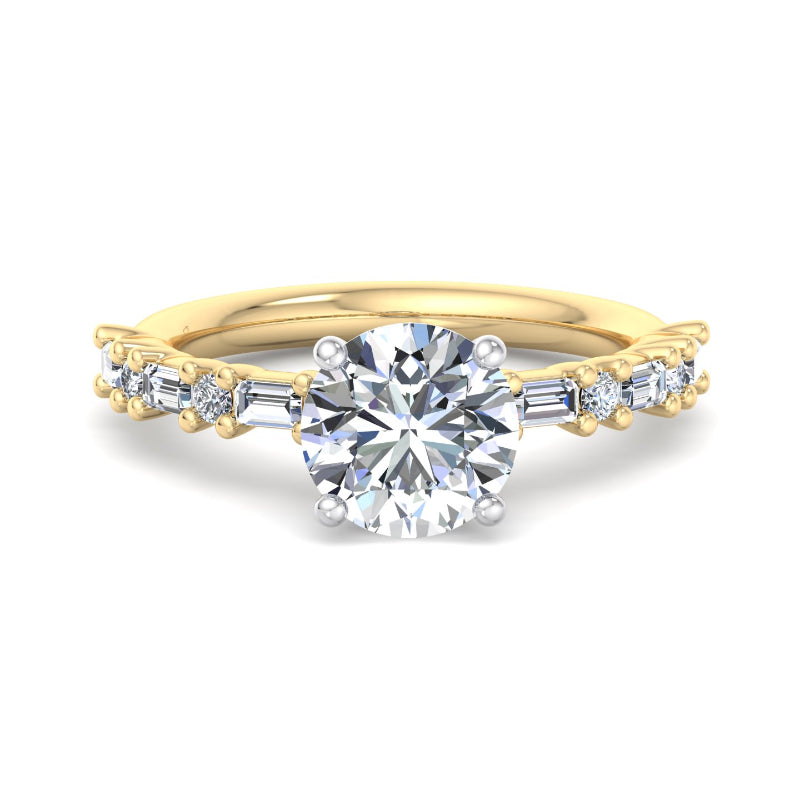 Round Lab Grown Diamond Side Stone Engagement Ring — Round design reference