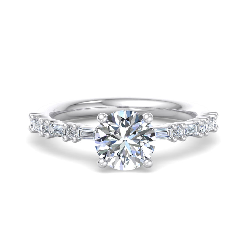 Round Lab Grown Diamond Side Stone Engagement Ring — Round design reference