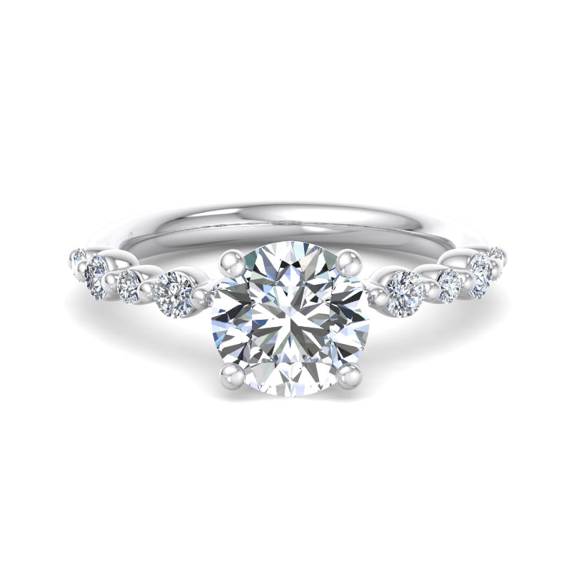 Round Lab Grown Diamond Side Stone Engagement Ring — Round design reference