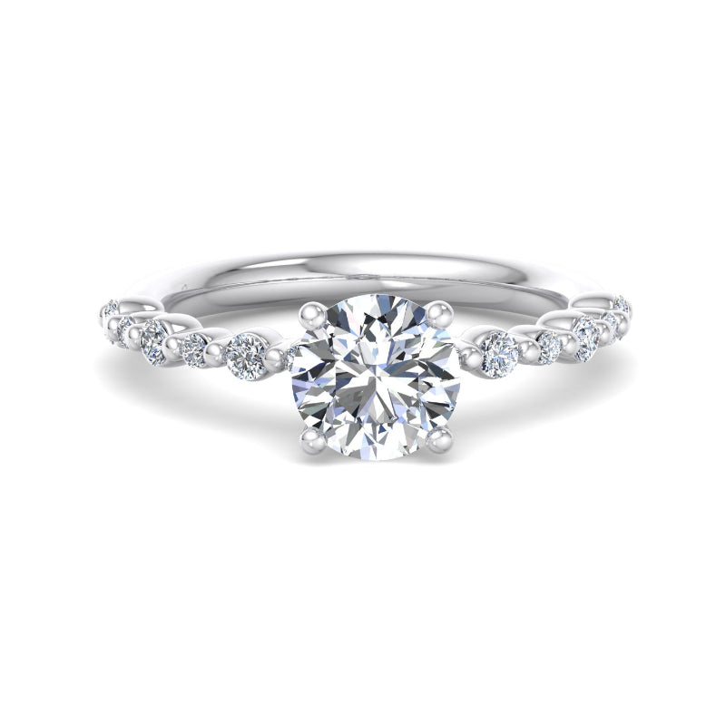 Round Lab Grown Diamond Side Stone Engagement Ring — Round design reference