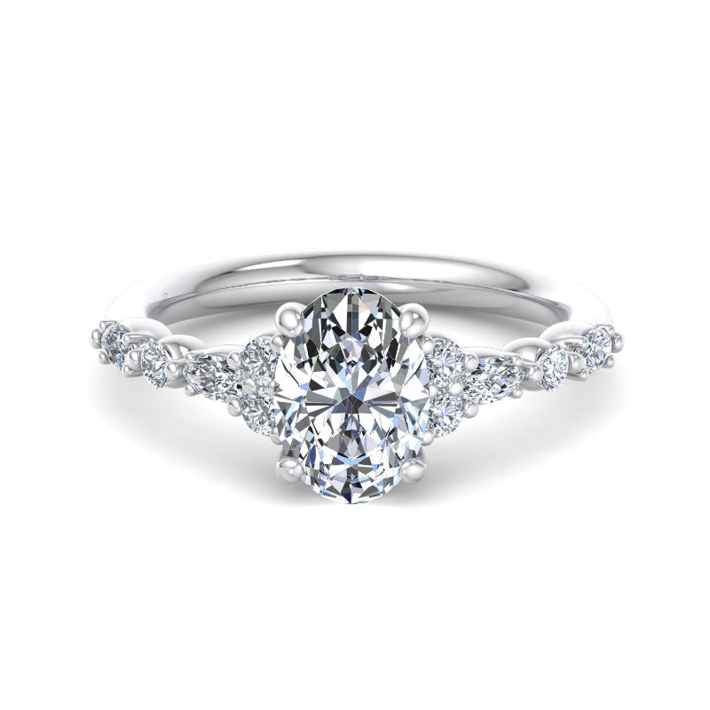 Oval Lab Grown Diamond Side Stone Engagement Ring — Oval design reference