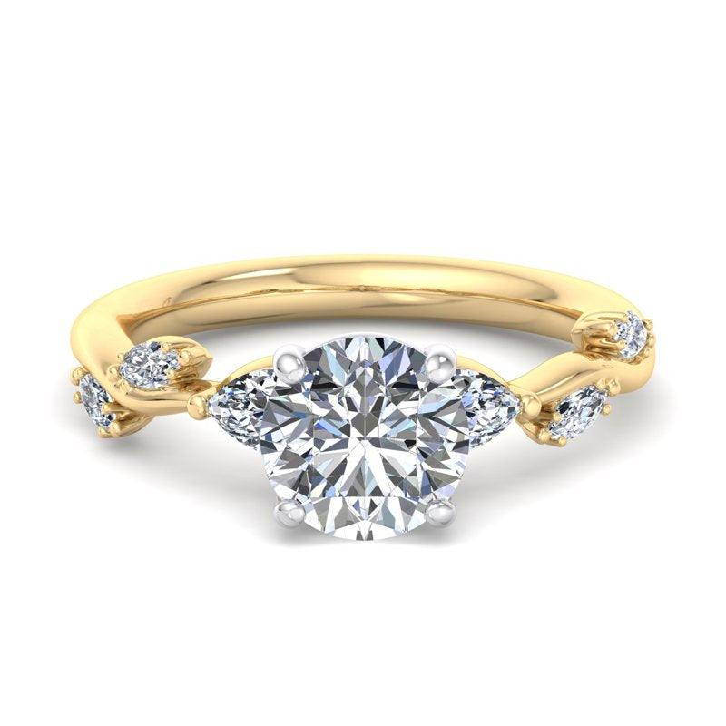 Round Lab Grown Diamond Three Stone Engagement Ring — Round design reference