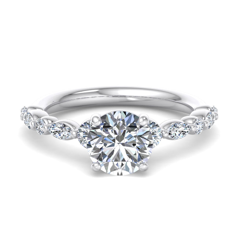 Round Lab Grown Diamond Three Stone Engagement Ring — Round design reference