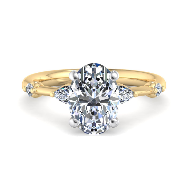 Oval Lab Grown Diamond Three Stone Engagement Ring — Oval design reference