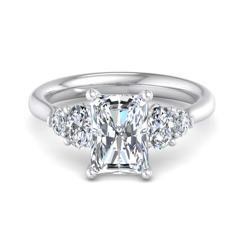 Radiant Lab Grown Diamond Side Stone Engagement Ring — Radiant design reference