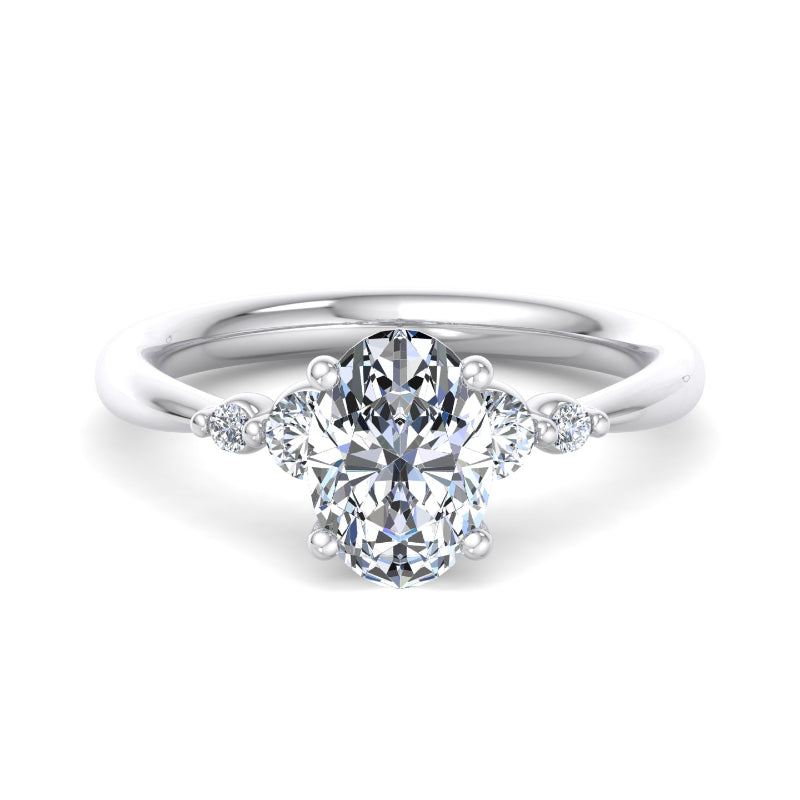 Oval Lab Grown Diamond Side Stone Engagement Ring — Oval design reference