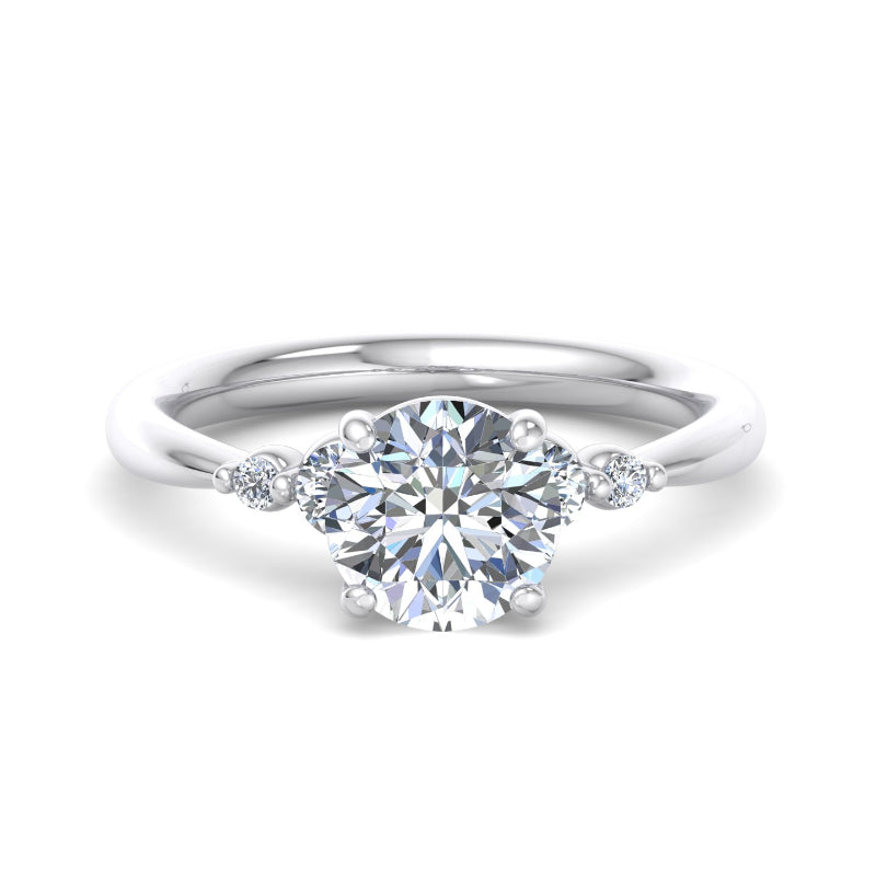 Round Lab Grown Diamond Side Stone Engagement Ring — Round design reference