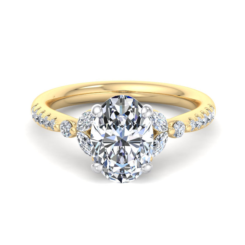 Oval Lab Grown Diamond Side Stone Engagement Ring — Oval design reference