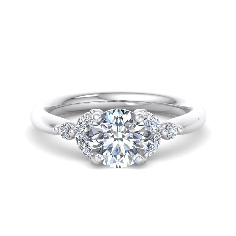 Round Lab Grown Diamond Side Stone Engagement Ring — Round design reference