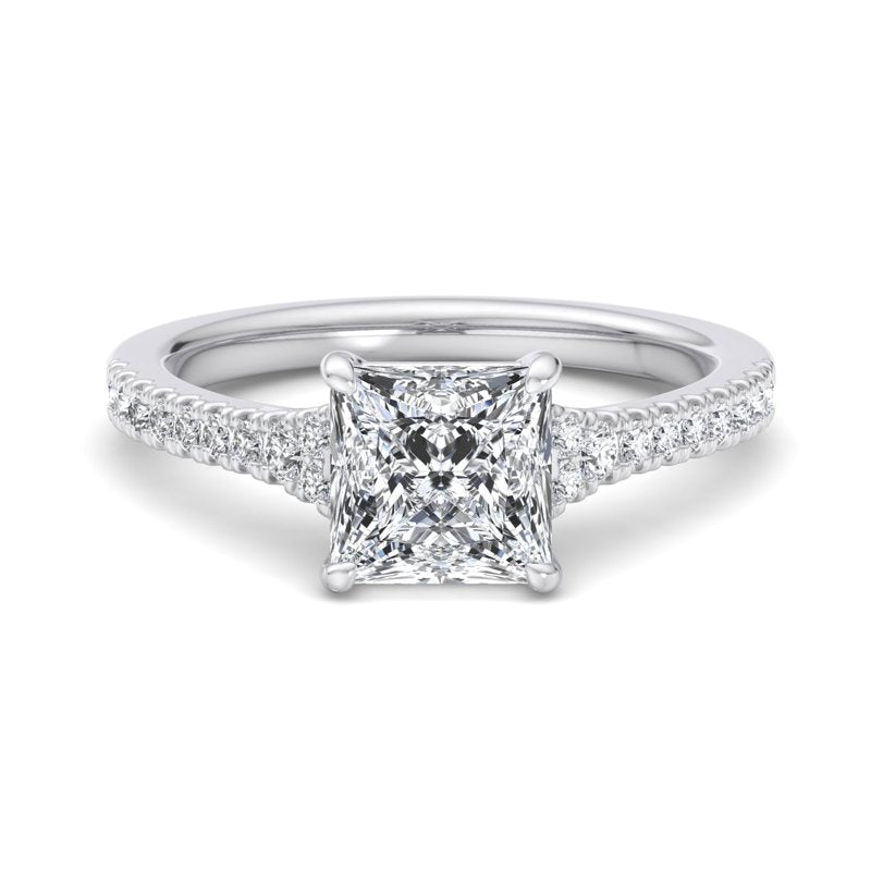 Princess Lab Grown Diamond Side Stone Engagement Ring — Princess design reference