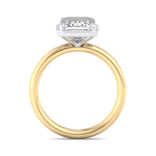 Emerald Lab Grown Diamond Bezel Solitaire Engagement Ring — Emerald design reference