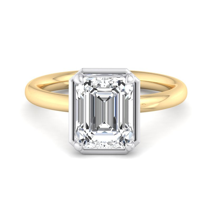 Emerald Lab Grown Diamond Bezel Solitaire Engagement Ring — Emerald design reference