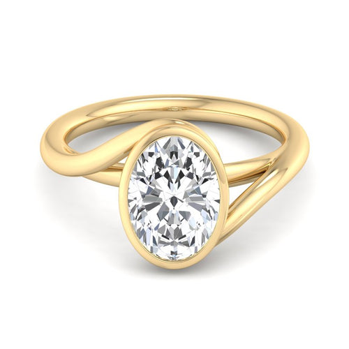 Oval Lab Grown Diamond Bezel Solitaire Engagement Ring — Oval design reference