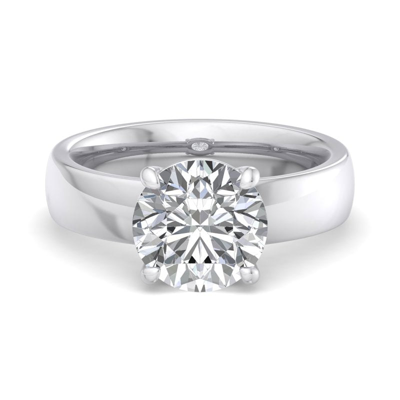 Round Lab Grown Diamond Domed Band Solitaire Engagement Ring — Round design reference