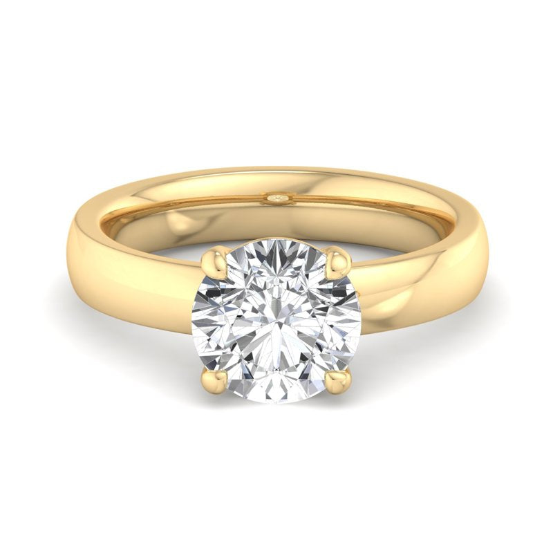 Round Lab Grown Diamond Domed Band Solitaire Engagement Ring — Round design reference