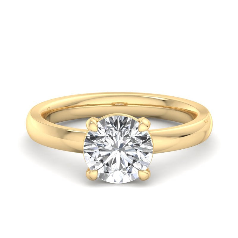 Round Lab Grown Diamond Domed Band Solitaire Engagement Ring — Round design reference