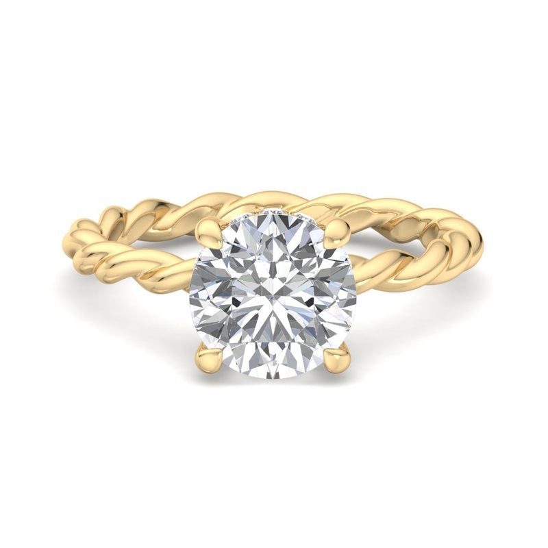 Round Lab Grown Diamond Twist Hidden Detail Solitaire Engagement Ring — Round design reference