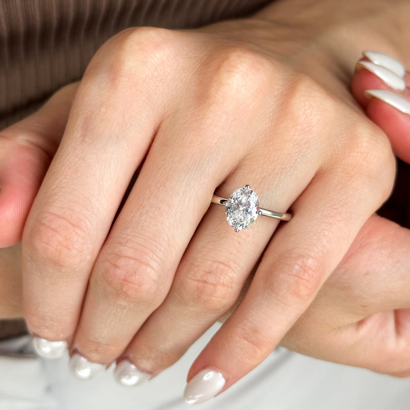 Round Lab Grown Diamond Solitaire Engagement Ring — Oval design reference