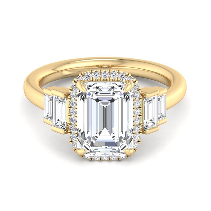 Emerald Lab Grown Diamond Halo Engagement Ring — Emerald design reference