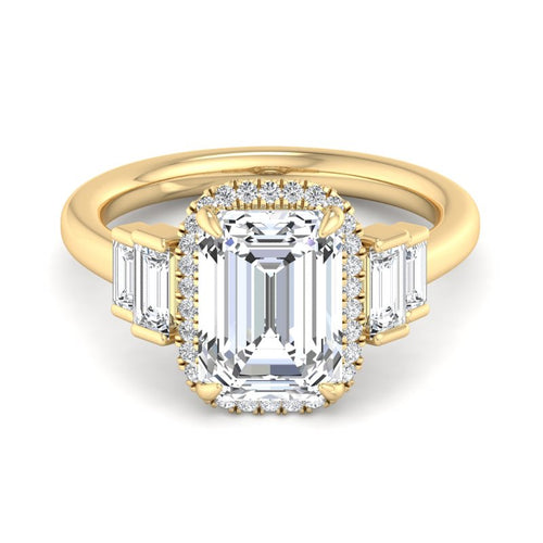 Emerald Lab Grown Diamond Halo Engagement Ring — Emerald design reference