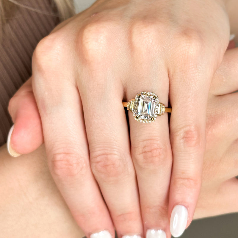 Emerald Lab Grown Diamond Halo Engagement Ring — Emerald design reference