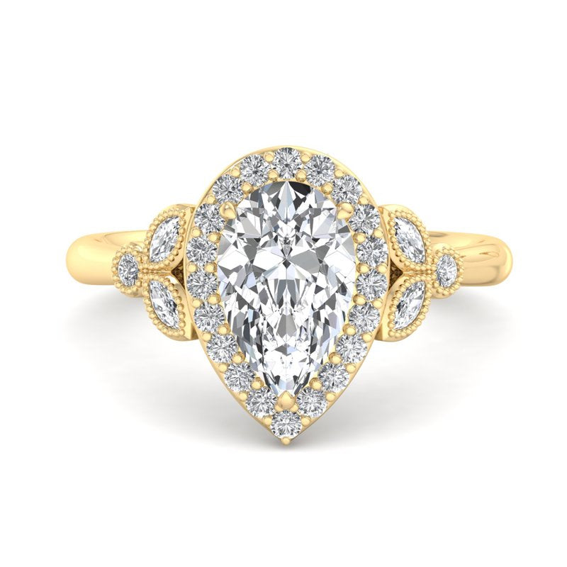 Pear Lab Grown Diamond Halo Engagement Ring — Pear design reference