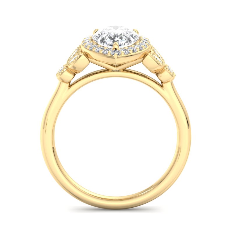 Pear Lab Grown Diamond Halo Engagement Ring — Pear design reference
