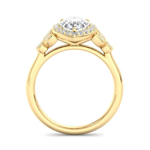 Pear Lab Grown Diamond Halo Engagement Ring — Pear design reference