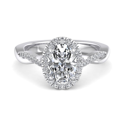 Oval Lab Grown Diamond Twist Halo Engagement Ring — Oval design reference
