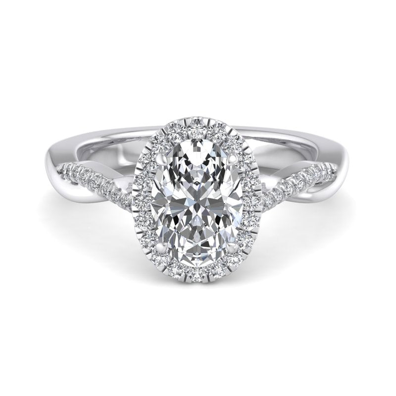 Oval Lab Grown Diamond Twist Halo Engagement Ring — Oval design reference
