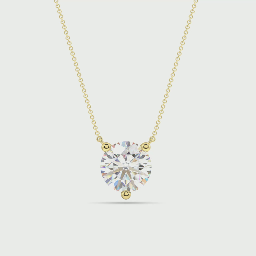 Three Prong Lab Grown Diamond Solitaire Pendant — LGP150010-1.mp4