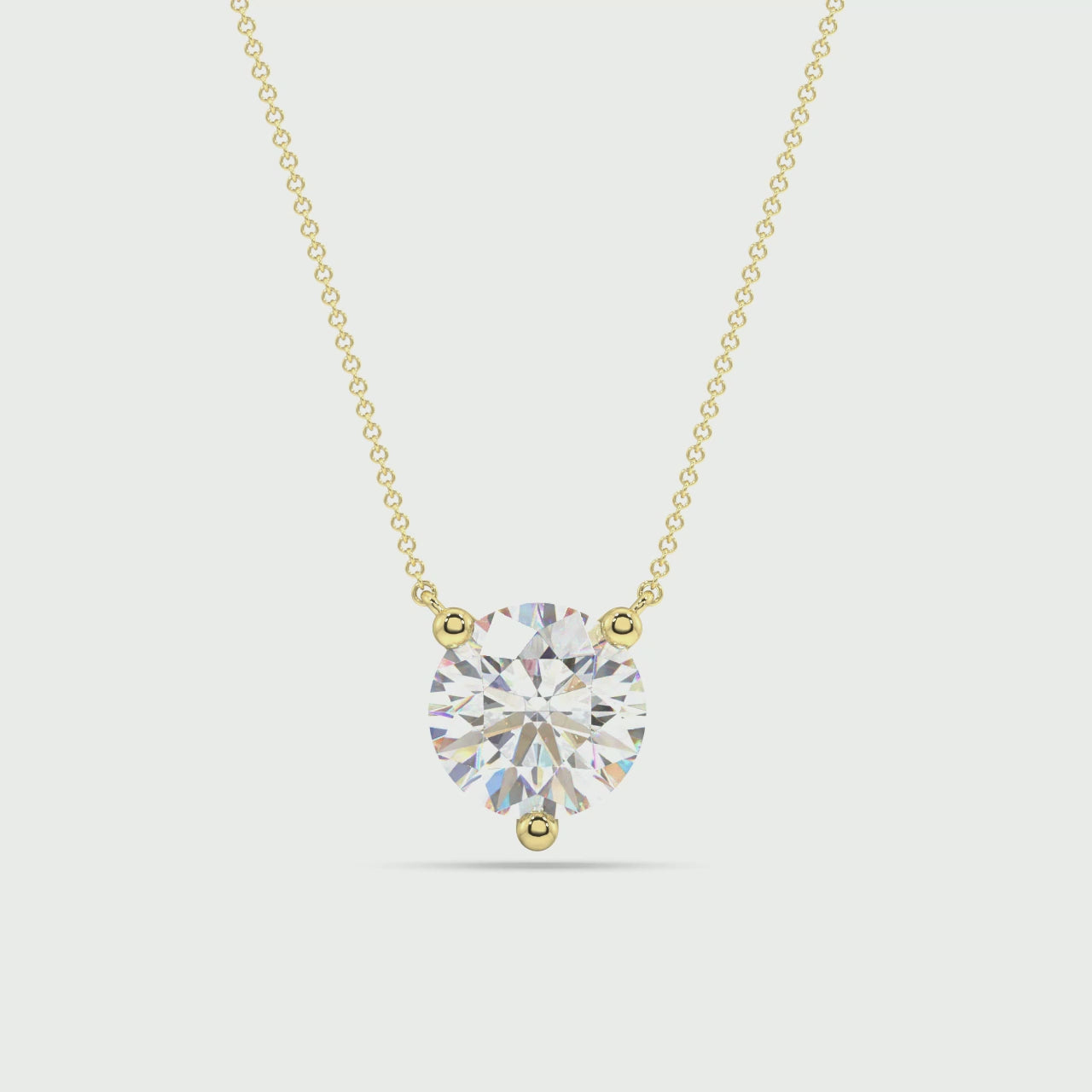 Three Prong Lab Grown Diamond Solitaire Pendant — LGP150010-1.mp4