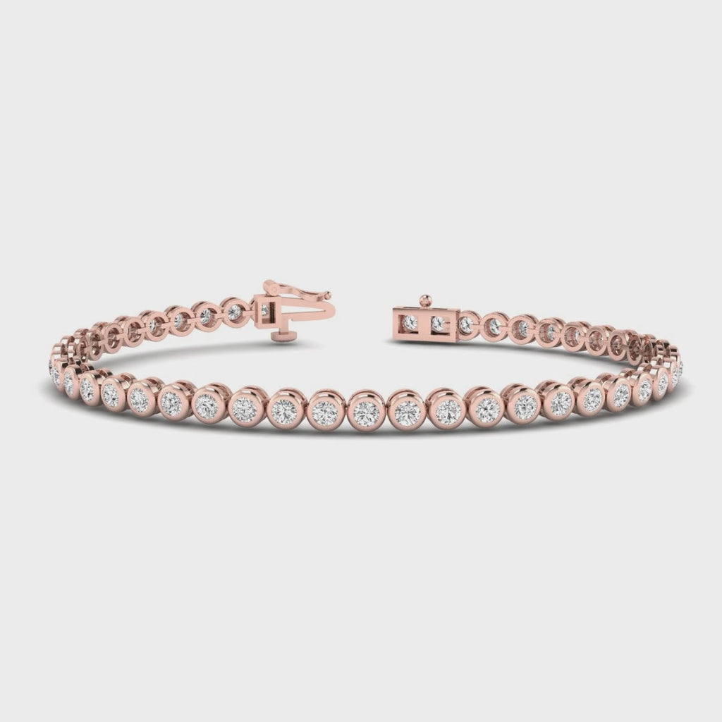 MET-WB-0014 | 14K Rose Gold | LGBT0125 | Rose Gold Round Bezel Bracelet (3-1/5ctw) | LGBT0125-1.mp4 | gallery